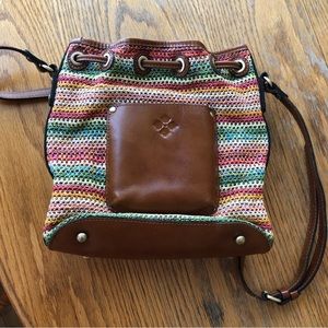 Patricia Nash- coral multi-Spanish zig-zag woven satchel